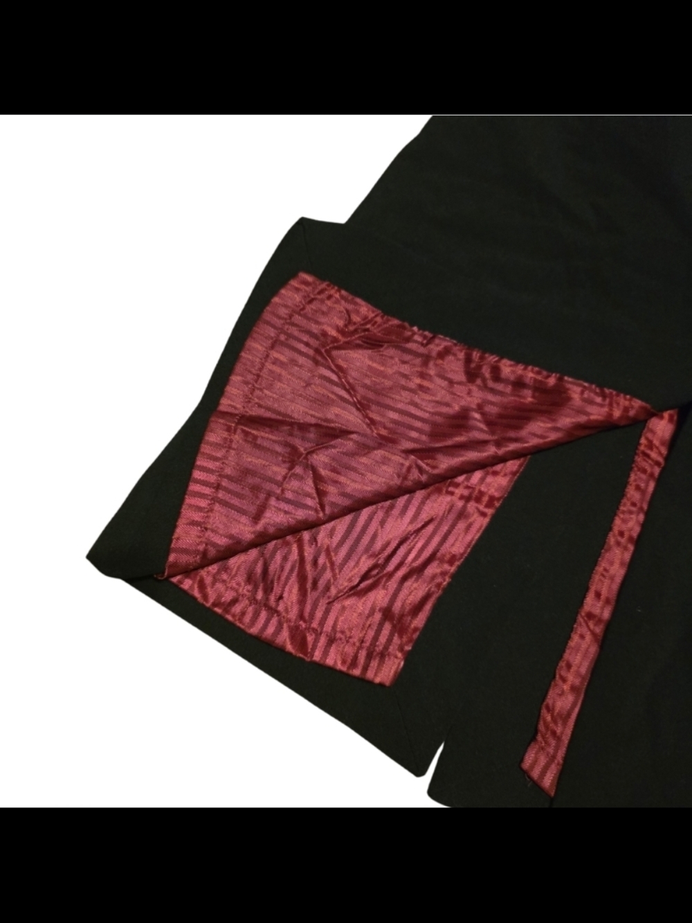 I.E. Black A-Line Midi Skirt Red Lined Slit Detail High Waist Size 8 - Picture 2 of 8